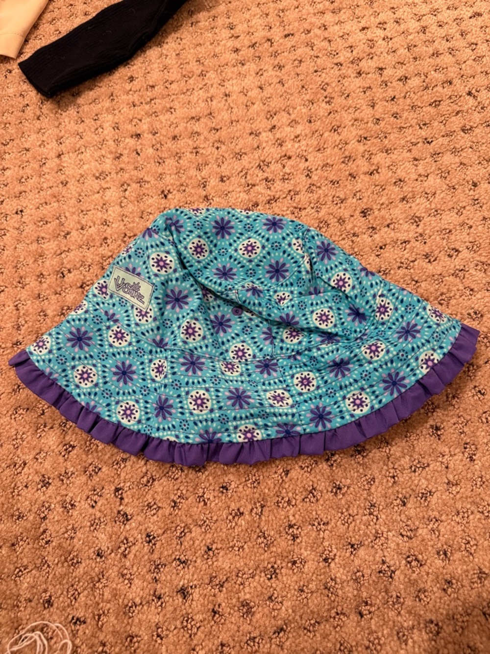 Vera Bradley Girls' Blue Floral Ruffle Sun Hat